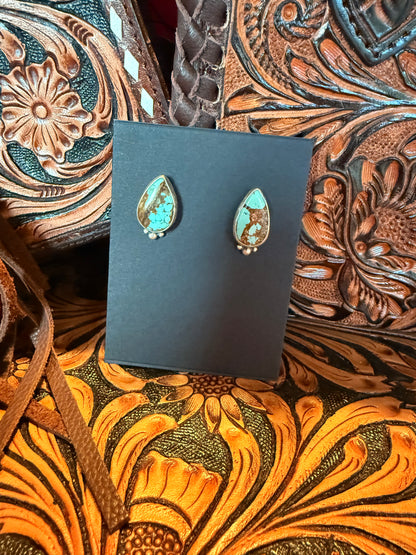 Turquoise Squash Blossom Necklace & Earring Set  By Larry Kaye