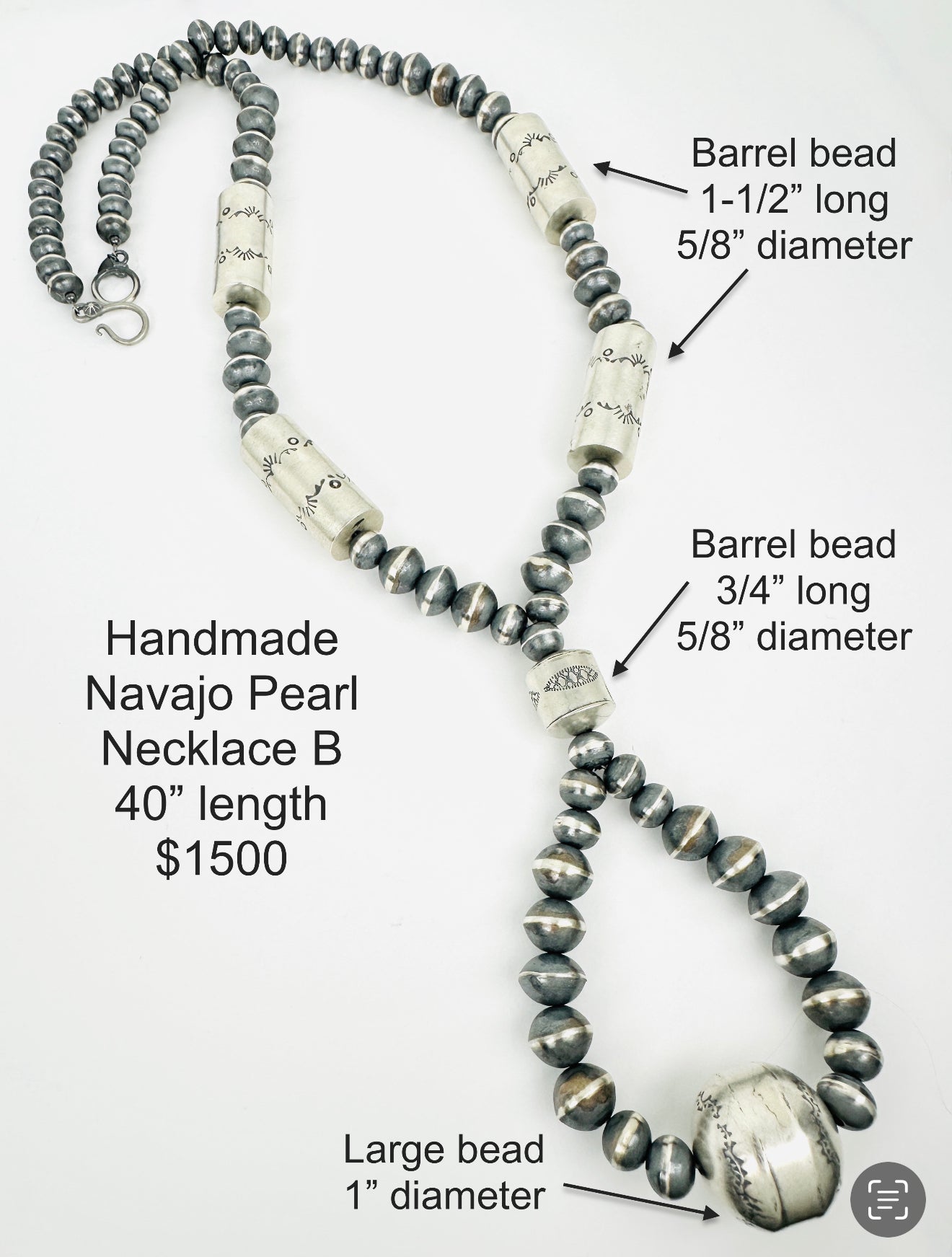 Handmade Navajo Pearl Necklace B 40" Long