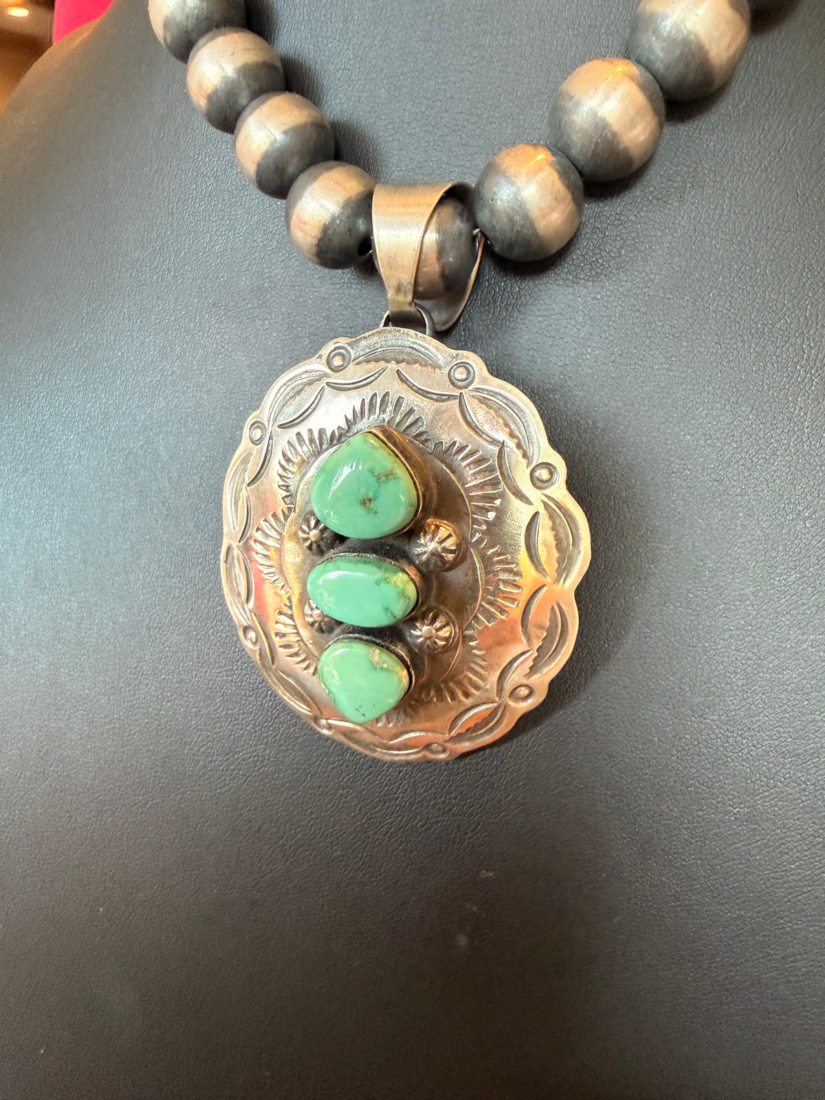 z   Oval Sterling Silver and Sonoran Turquoise Pendant By Chimney Butte