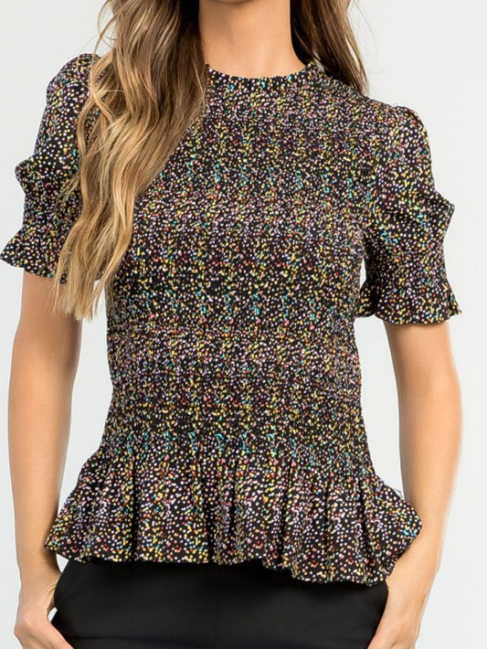 z   Dotted Smocked Top
