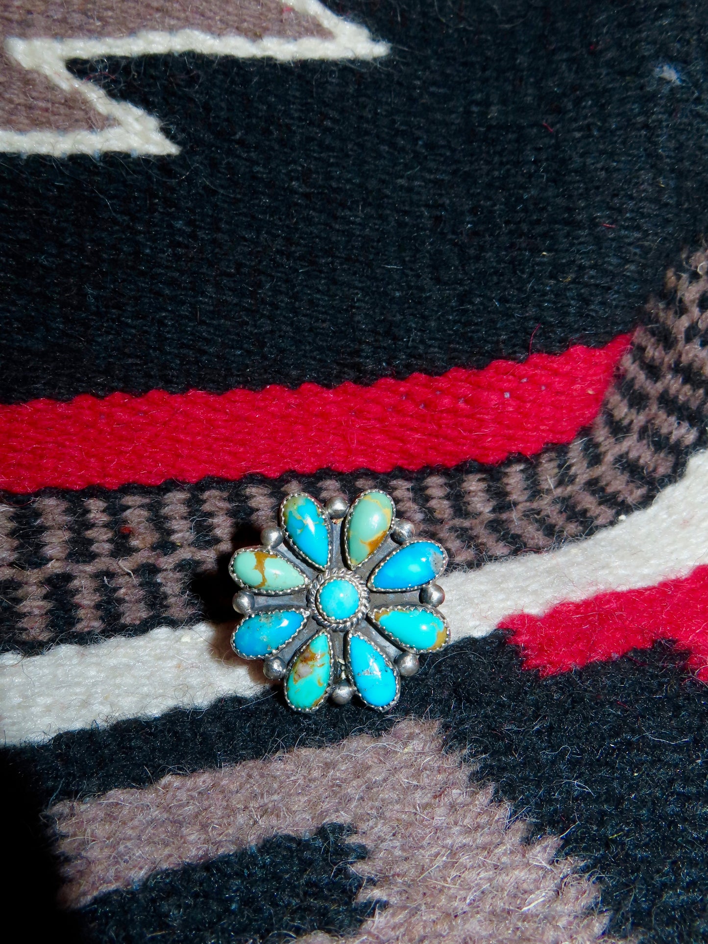 Mixed Kingman Turquoise Round Cluster Ring