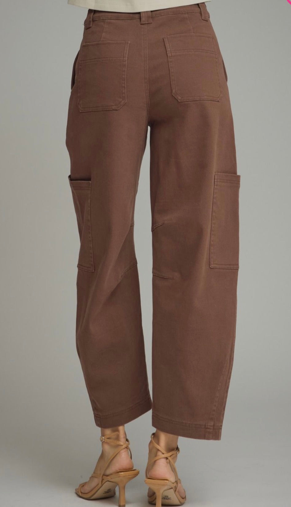z   Brown Cargo Pocket Jeans with a slight Barrel