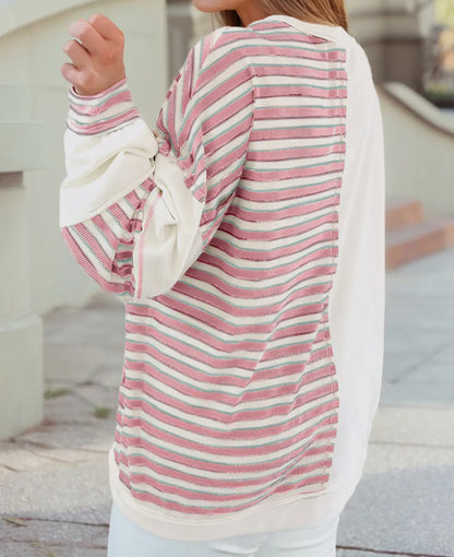 z   Stitched Detail Color Block Oversized Pullover