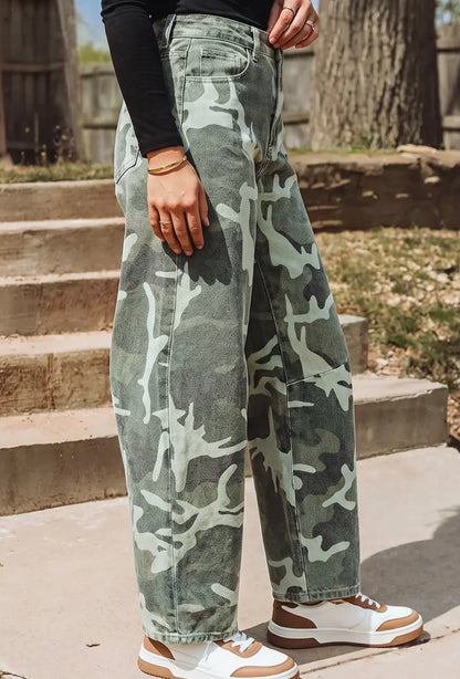 z   Camo Barrel Jeans