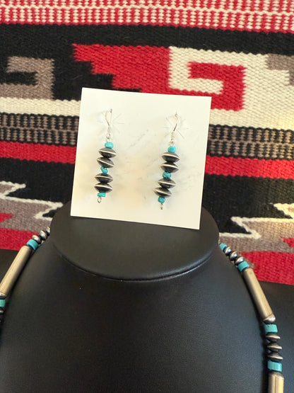 Handmade Navajo Pearl Necklace  and Earring Set By Crystal Haley  24" Long