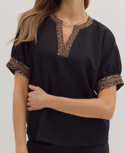 z   A Touch of Leopard Top Black