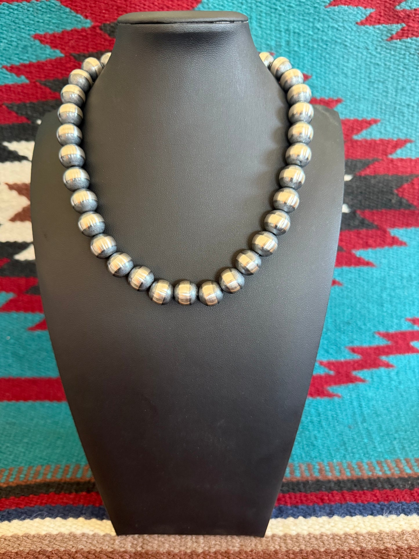 14mm Sterling Silver Navajo Pearl Necklace  18" Long