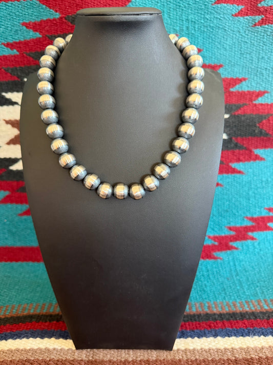 14mm Sterling Silver Navajo Pearl Necklace  18" Long