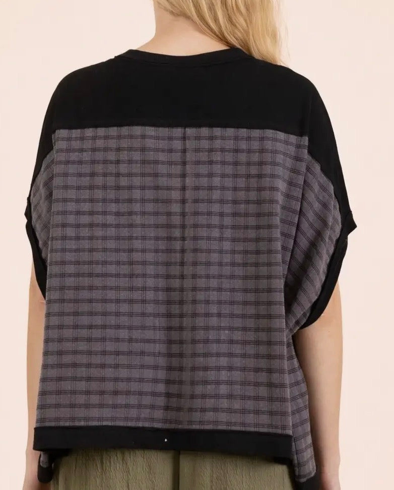 z  Dolman Sleeve Textured Knit Top Black