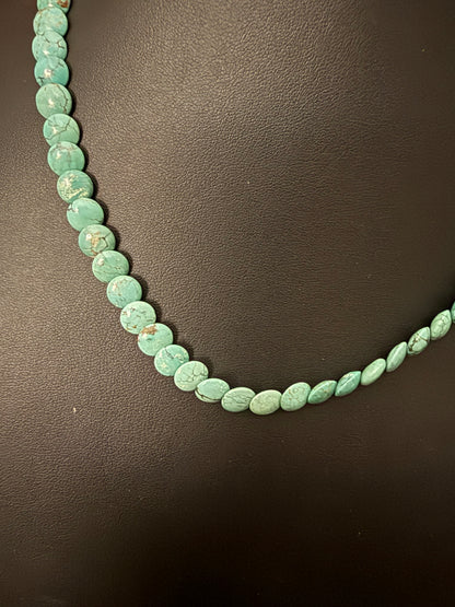 #2 Turquoise Disk Necklace 8mm  18" Long