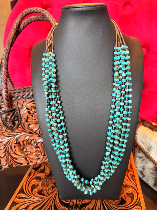 Kingman Turquoise  Heishi Necklace By Daniel Coriz
