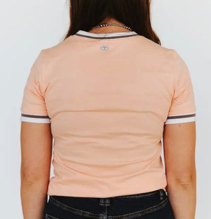 z   Peach Rodeo Queen Vintage Studded Top