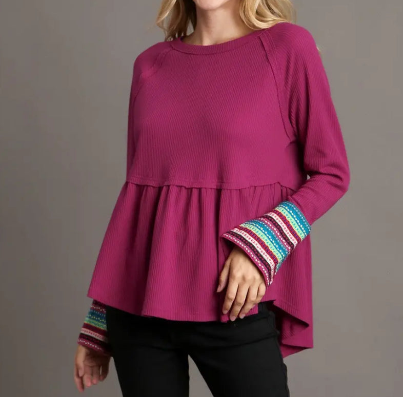 z   Baby Doll Waffle Knit Top