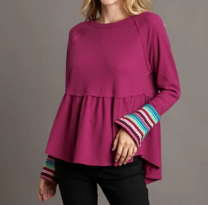 z   Baby Doll Waffle Knit Top
