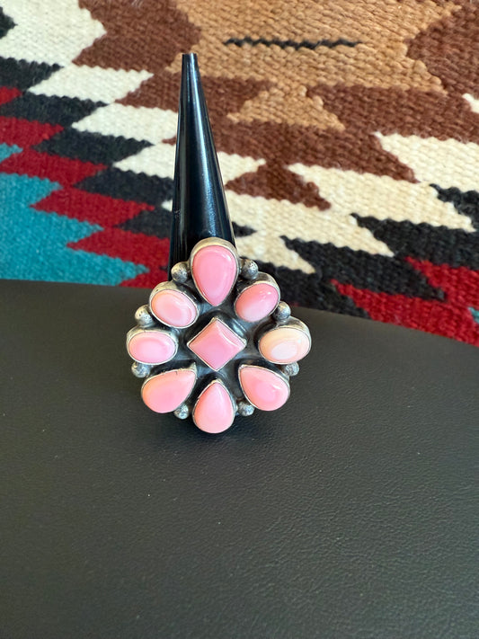 Pink Conch Cluster Ring
