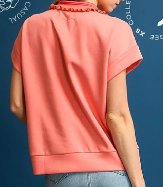 z   Chic Zip-Up Top and Ruffle Trim Short Set
