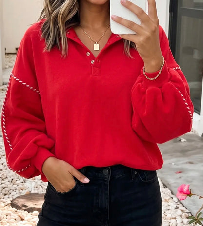 z   Colorblock Collar Stitching Pullover