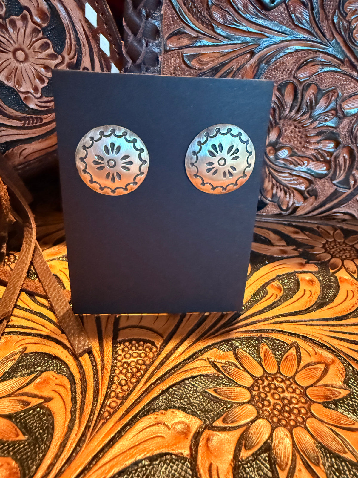 Handmade Sterling Silver Concho Earrings  By Raymond Coriz