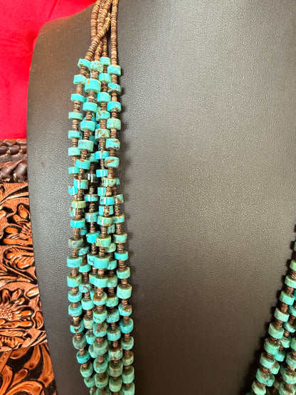 Kingman Turquoise  Heishi Necklace By Daniel Coriz
