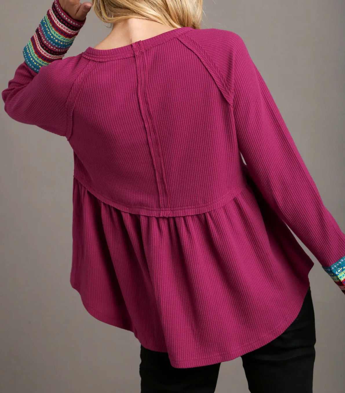 z   Baby Doll Waffle Knit Top