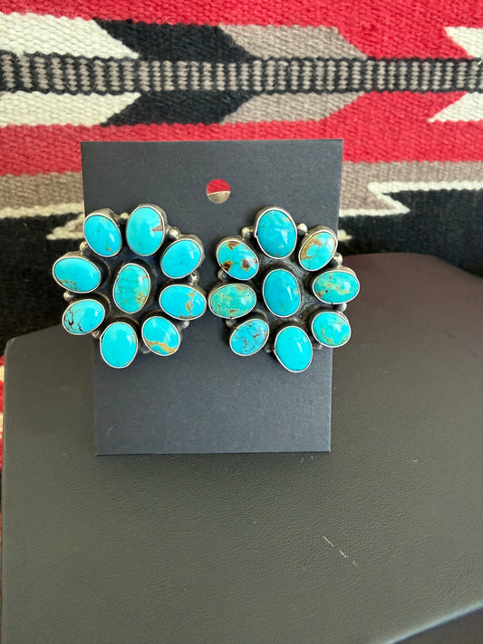 Sterling Silver Turquoise Cluster Earring