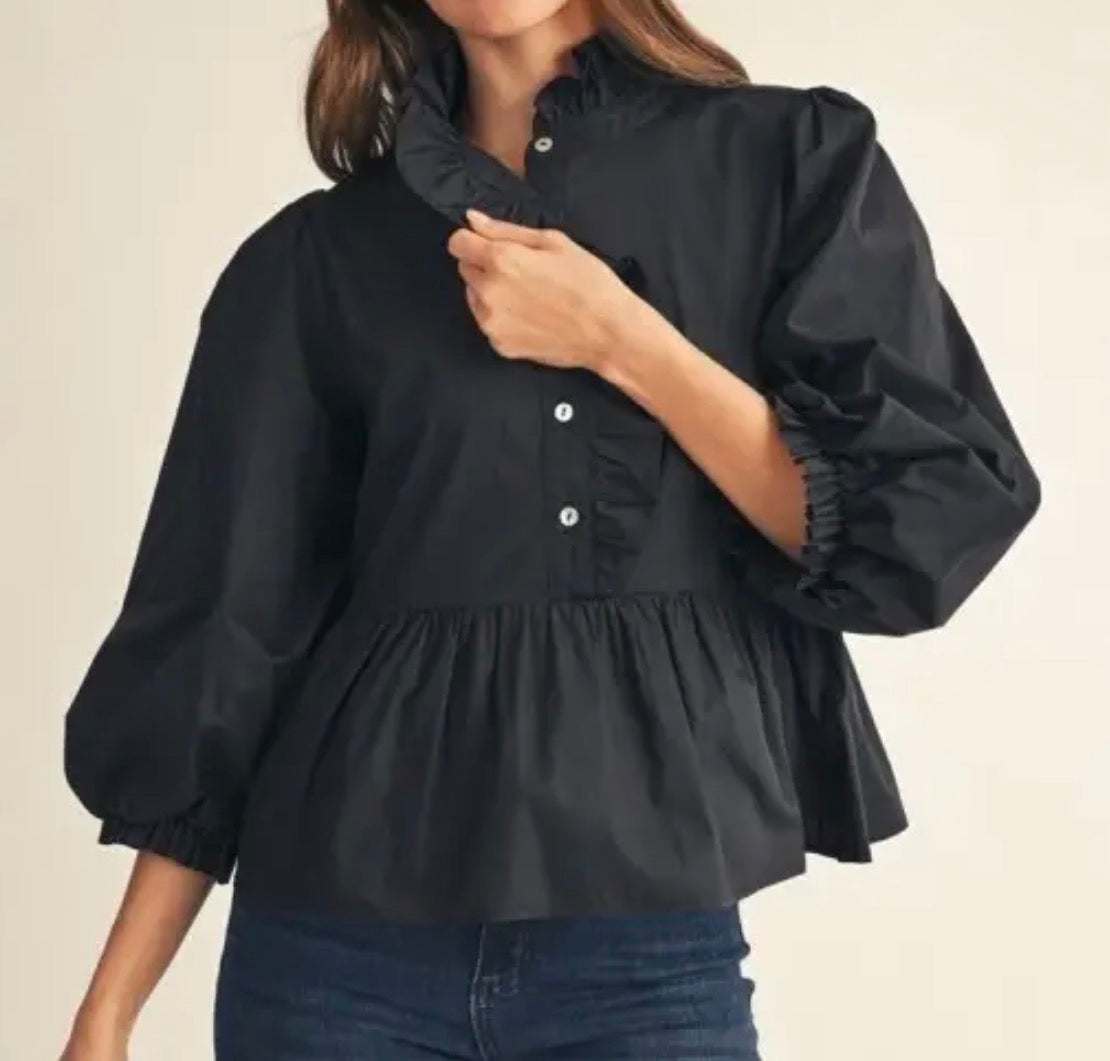 z   Black Peplum Top