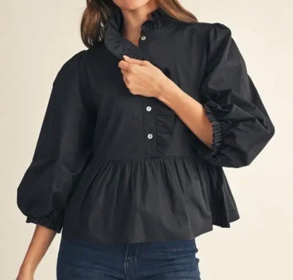 z   Black Peplum Top