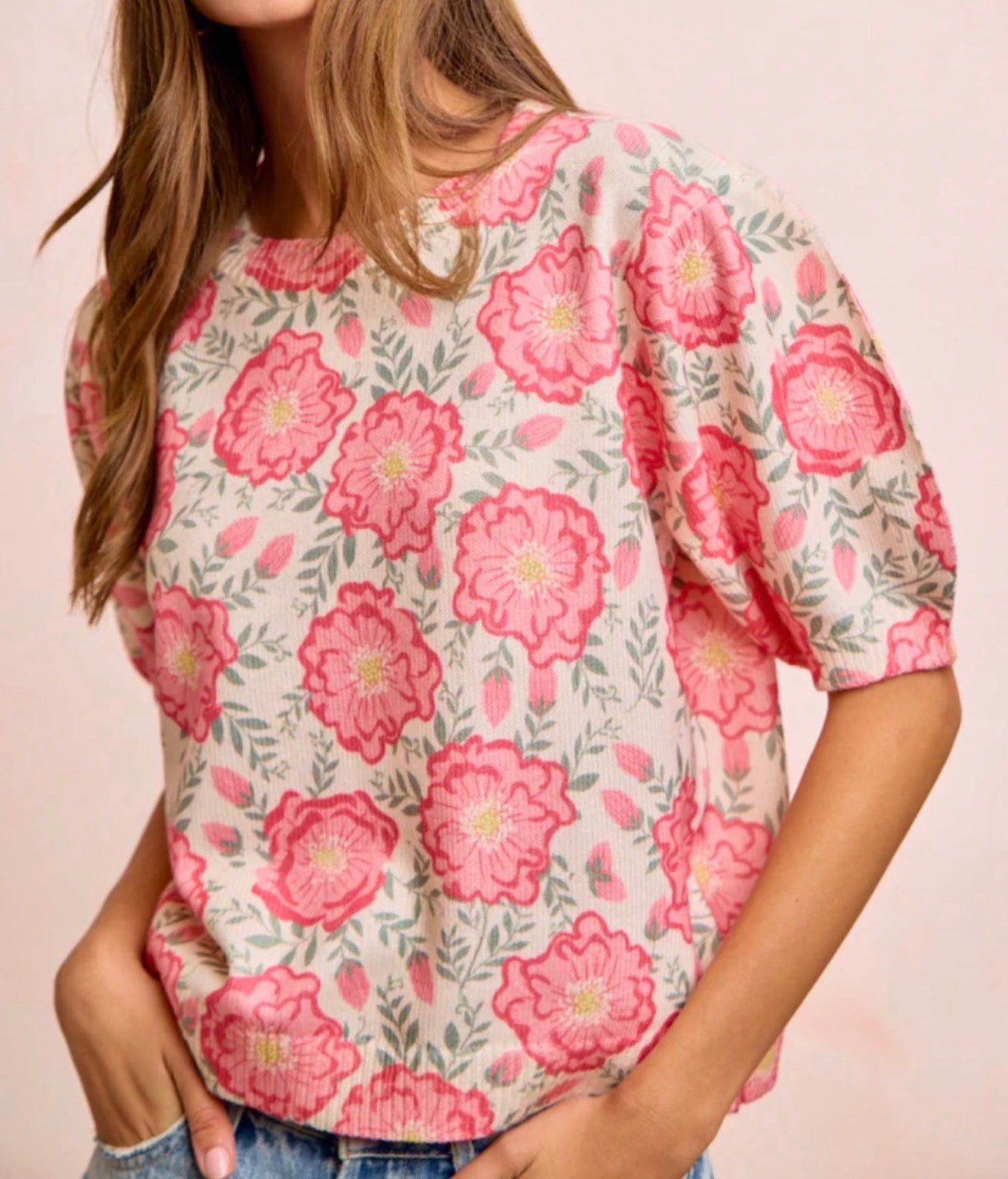 z   Floral Print Knit Top
