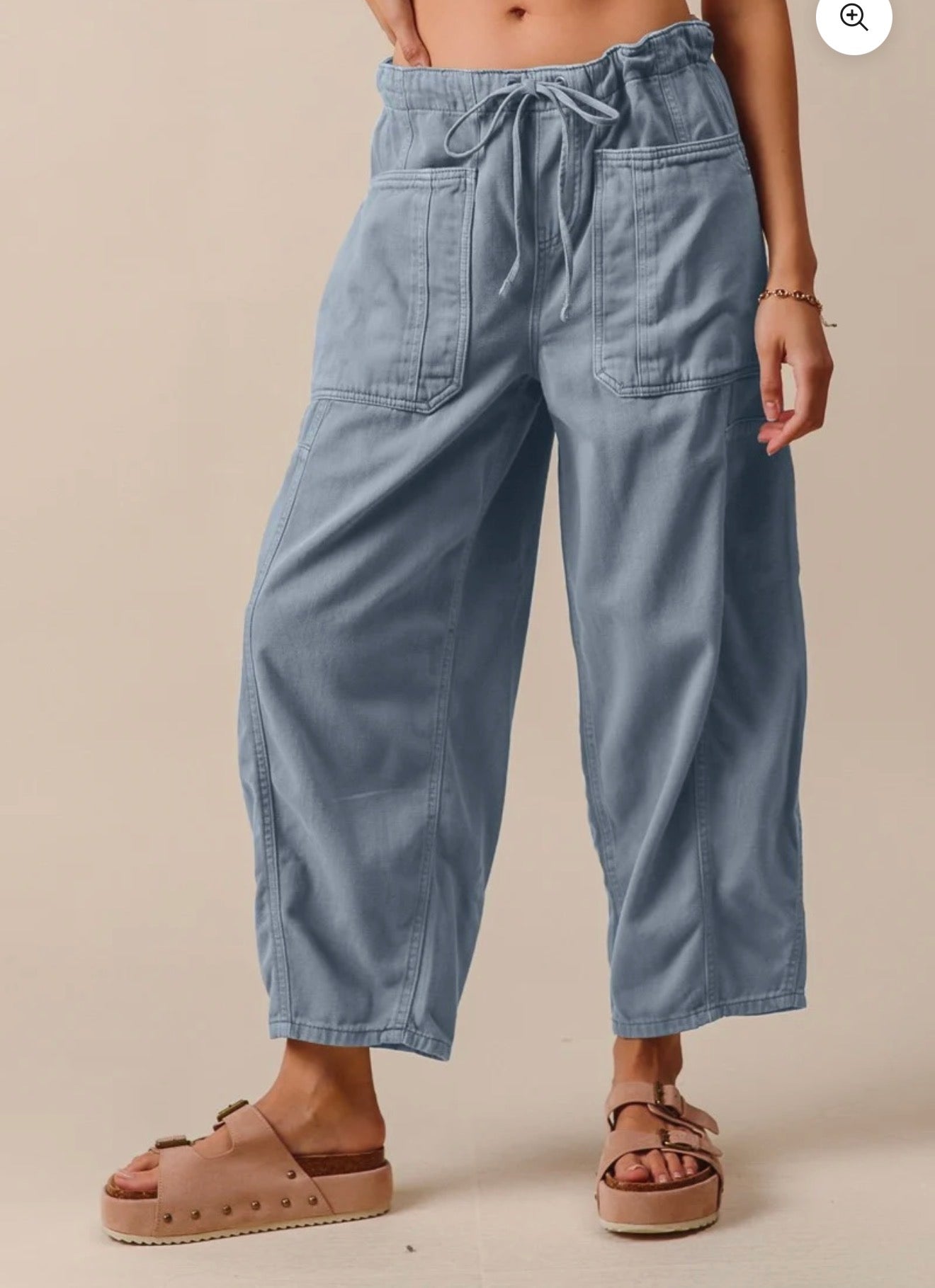 z   Dusty Denim Wide Leg Barrel Pants
