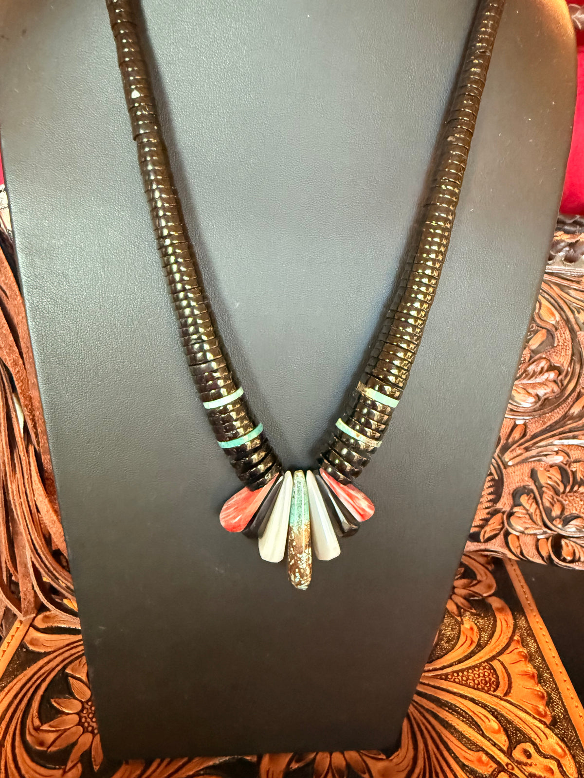 Jet Disc Graduated Necklace   By Daniel Coriz