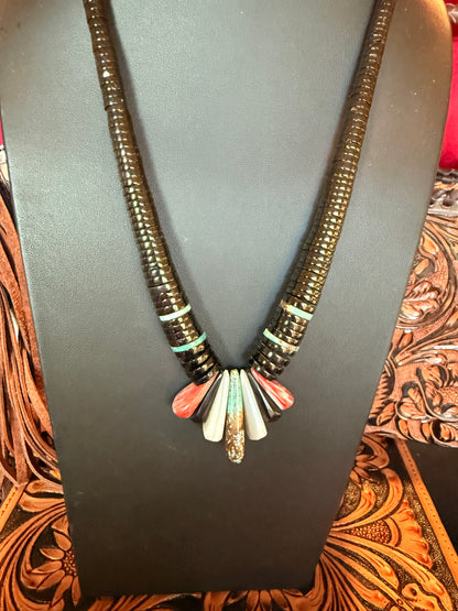 Jet Disc Graduated Necklace   By Daniel Coriz