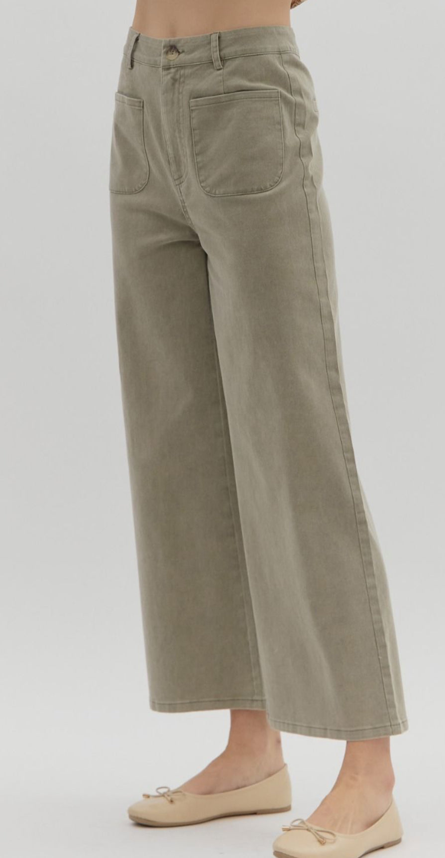 z   Solid Color High Waisted Wide Leg Pants