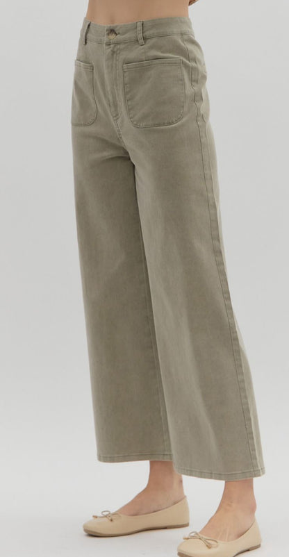 z   Solid Color High Waisted Wide Leg Pants