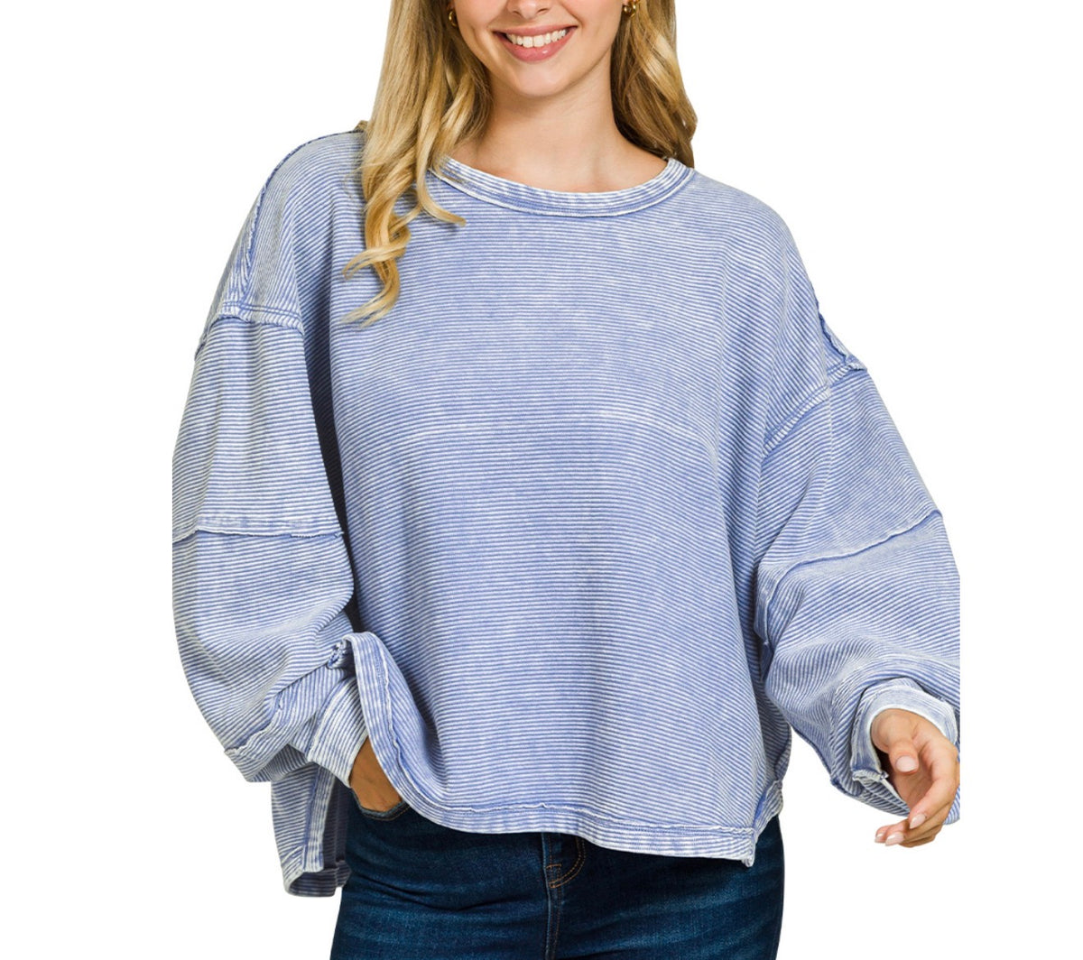 z   Acid Washed Pullover Marlin
