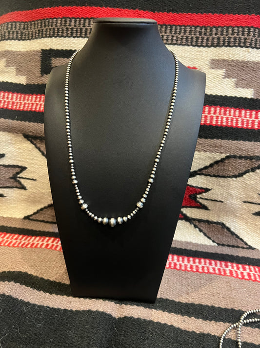MB1 Sterling Silver Navajo Pearl Necklace 24" Long
