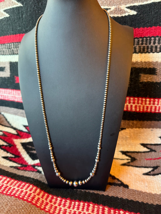 MB1 Sterling Silver Navajo Pearl Necklace 30" Long