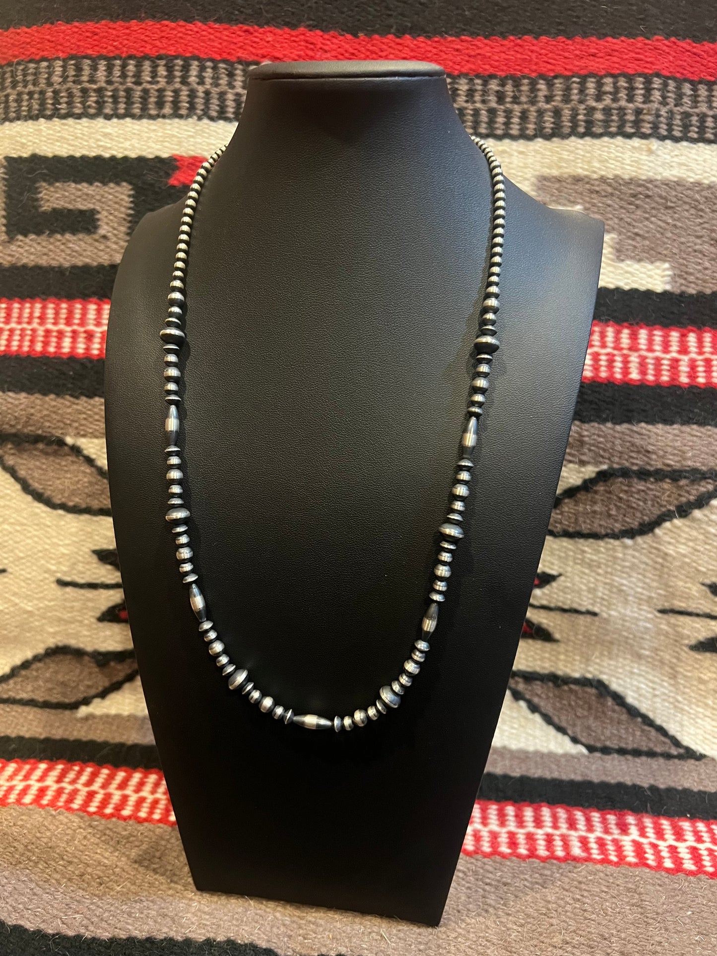 MB2 Sterling Silver Navajo Pearl Necklace 24" Long