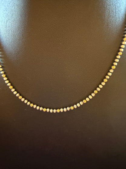 Style 1 Sterling Silver Navajo Pearl and Gold Necklace 16" Long