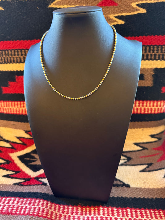 Style 1 Sterling Silver Navajo Pearl and Gold Necklace 16" Long