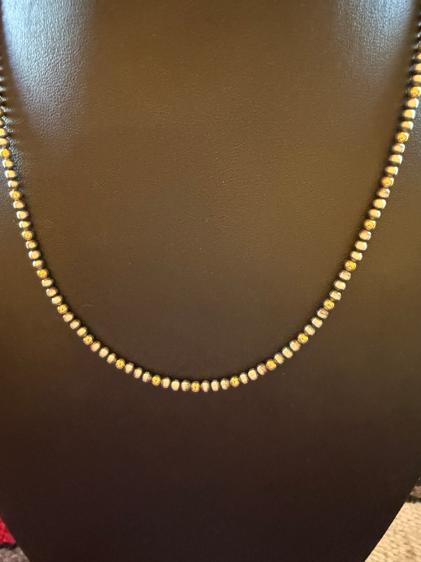Style 1 Sterling Silver Navajo Pearl and Gold Necklace 3mm 18" Long