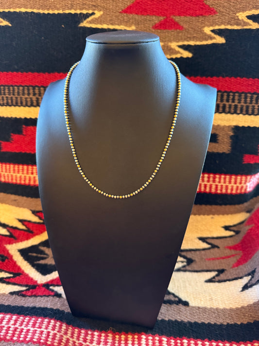 Style 1 Sterling Silver Navajo Pearl and Gold Necklace 3mm 18" Long