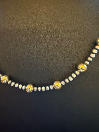 Style 4 Sterling Silver Navajo Pearl and Gold Necklace 16" Long 3mm