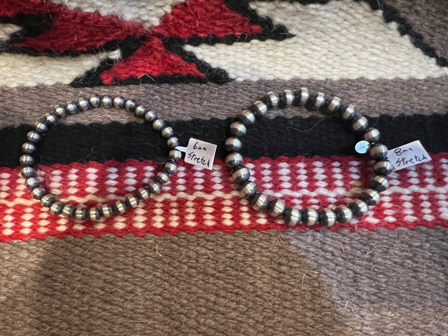 Stretch Bracelet 6mm Sterling Silver Navajo Pearl
