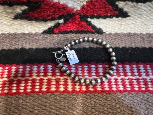 Toggle Bracelet 6mm Sterling Silver Navajo Pearls